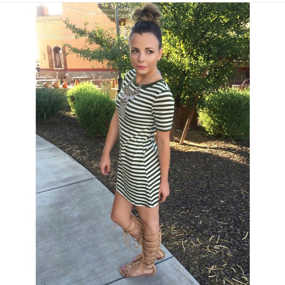 Olive and cream stripped dress